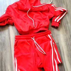 Red track suit